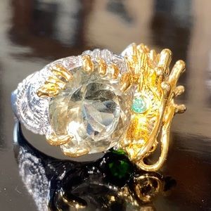 Luxurious Genuine Amethyst Ring with Gems 💎